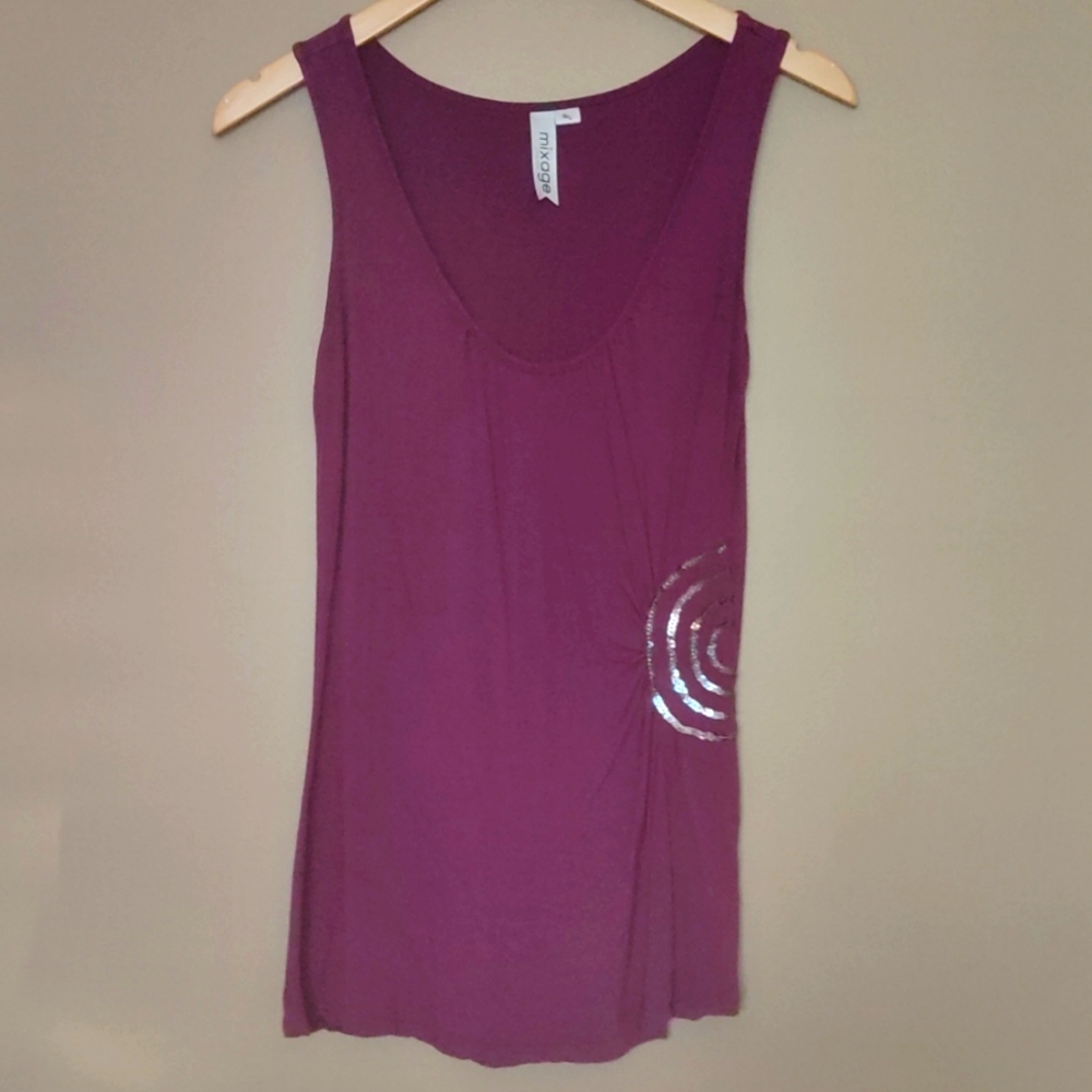 Mixage Embellished Purple Tank top, Size Large